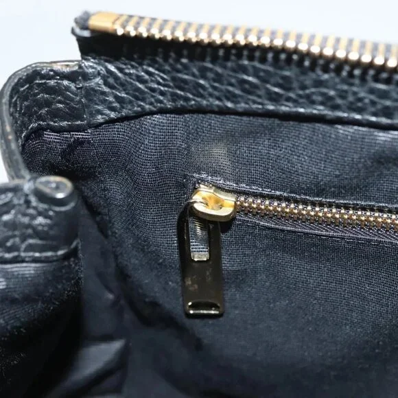 BURBERRY Hand Bag Leather 2way Black Gold Auth mr1365 - Picture 14 of 16